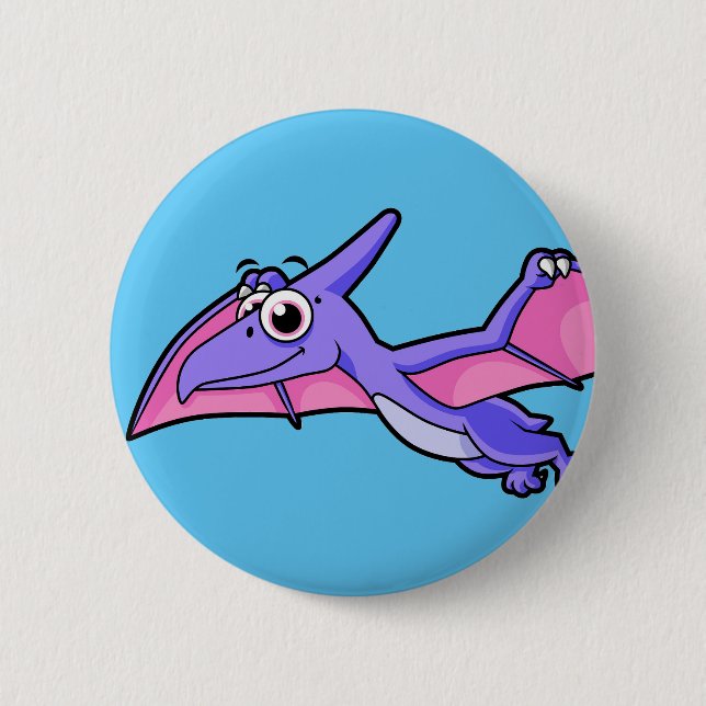 Cute Illustration Of A Flying Pterodactyl. 6 Cm Round Badge (Front)