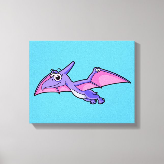 Cute Illustration Of A Flying Pterodactyl. Canvas Print (Front)