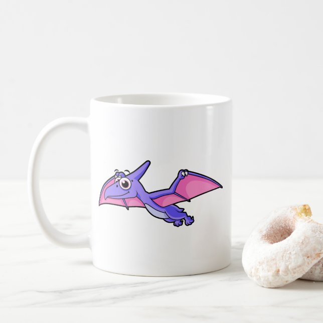 Cute Illustration Of A Flying Pterodactyl. Coffee Mug (With Donut)