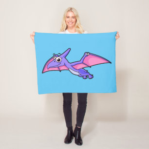 Cute Illustration Of A Flying Pterodactyl. Fleece Blanket