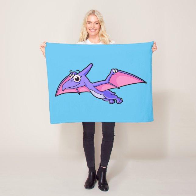 Cute Illustration Of A Flying Pterodactyl. Fleece Blanket (In Situ)