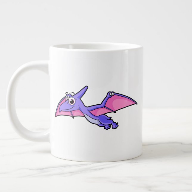 Cute Illustration Of A Flying Pterodactyl. Large Coffee Mug (Left)