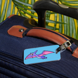 Cute Illustration Of A Flying Pterodactyl. Luggage Tag