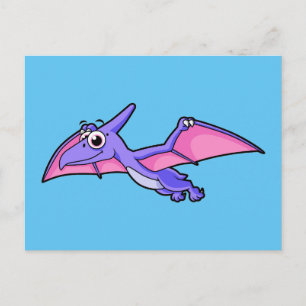 Cute Illustration Of A Flying Pterodactyl. Postcard