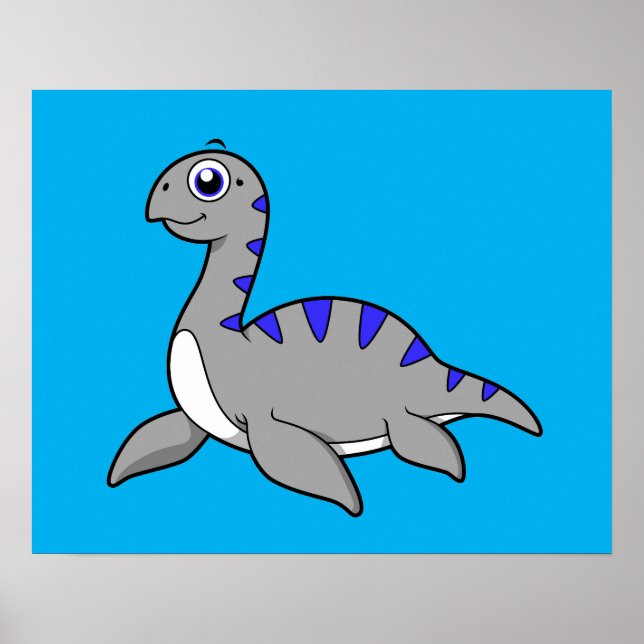 Cute Illustration Of A Loch Ness Monster. Poster (Front)