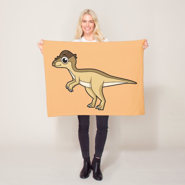 Cute Illustration Of A Pachycephalosaurus Dinosaur Fleece Blanket (In Situ)