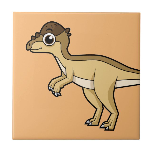 Cute Illustration Of A Pachycephalosaurus Dinosaur Tile (Front)