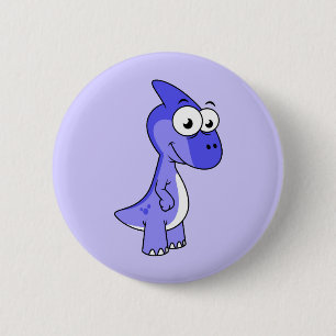 Cute Illustration Of A Parasaurolophus Dinosaur. 2 6 Cm Round Badge