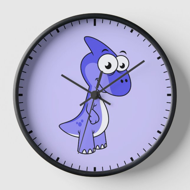 Cute Illustration Of A Parasaurolophus Dinosaur. 2 Clock (Front)