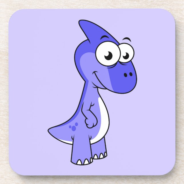 Cute Illustration Of A Parasaurolophus Dinosaur. 2 Coaster (Front)