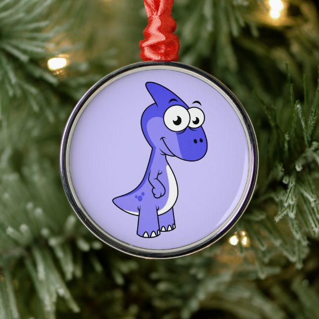 Cute Illustration Of A Parasaurolophus Dinosaur. 2 Metal Tree Decoration (Tree)