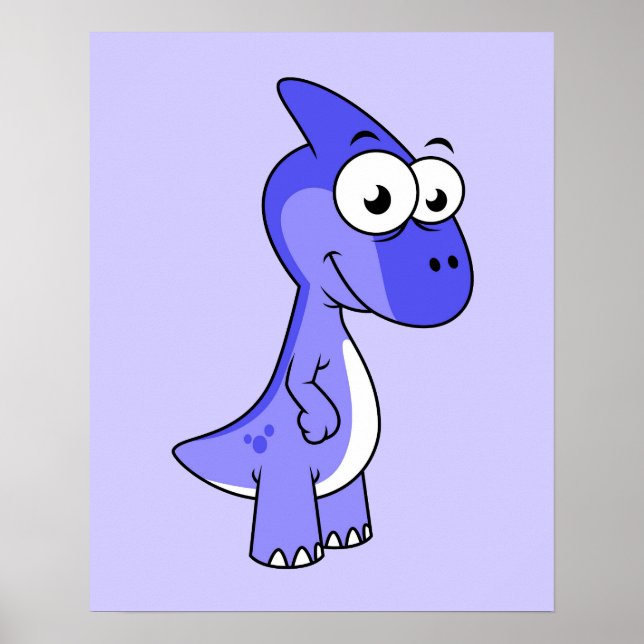 Cute Illustration Of A Parasaurolophus Dinosaur. 2 Poster (Front)