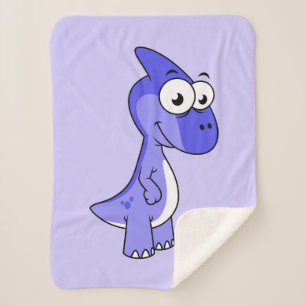 Cute Illustration Of A Parasaurolophus Dinosaur. 2 Sherpa Blanket