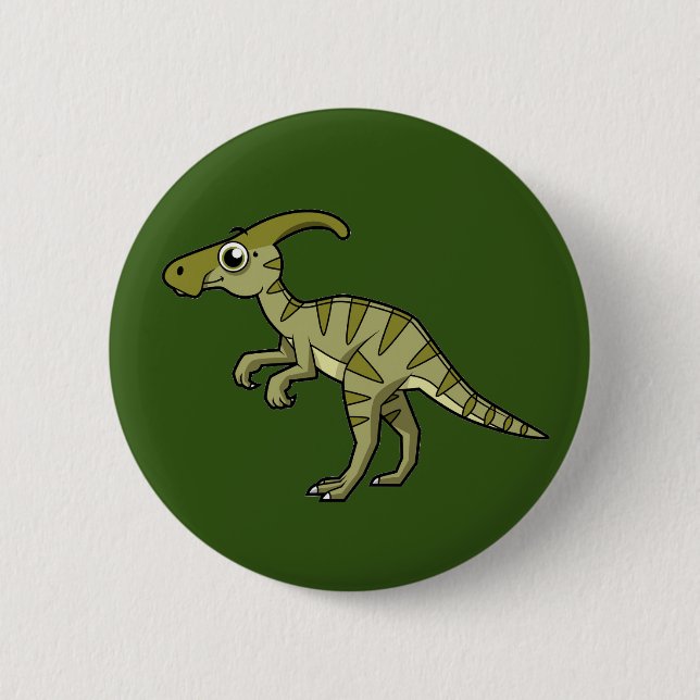 Cute Illustration Of A Parasaurolophus Dinosaur. 3 6 Cm Round Badge (Front)