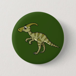 Cute Illustration Of A Parasaurolophus Dinosaur. 3 6 Cm Round Badge