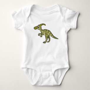 Cute Illustration Of A Parasaurolophus Dinosaur. 3 Baby Bodysuit