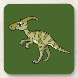 Cute Illustration Of A Parasaurolophus Dinosaur. 3 Coaster
