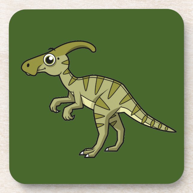 Cute Illustration Of A Parasaurolophus Dinosaur. 3 Coaster (Front)