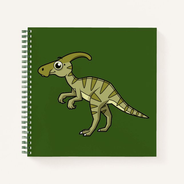 Cute Illustration Of A Parasaurolophus Dinosaur. 3 Notebook (Front)