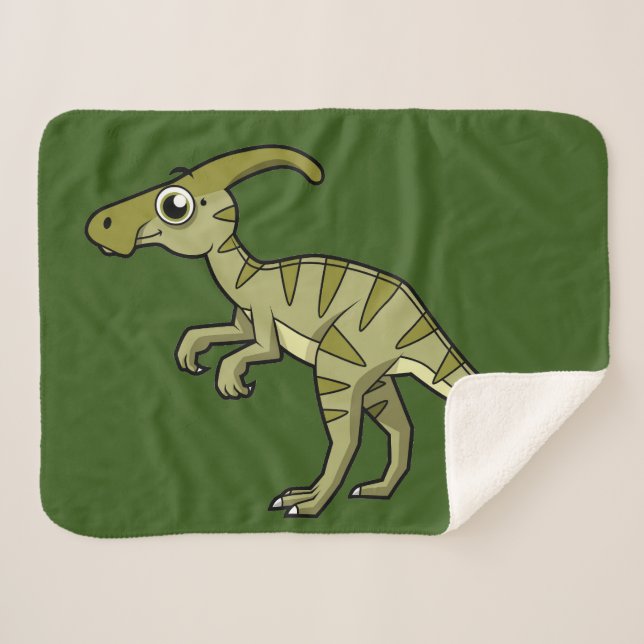 Cute Illustration Of A Parasaurolophus Dinosaur. 3 Sherpa Blanket (Front (Horizontal))