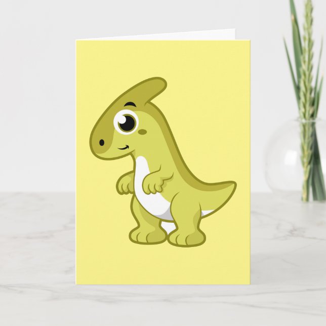 Cute Illustration Of A Parasaurolophus Dinosaur. Card (Front)