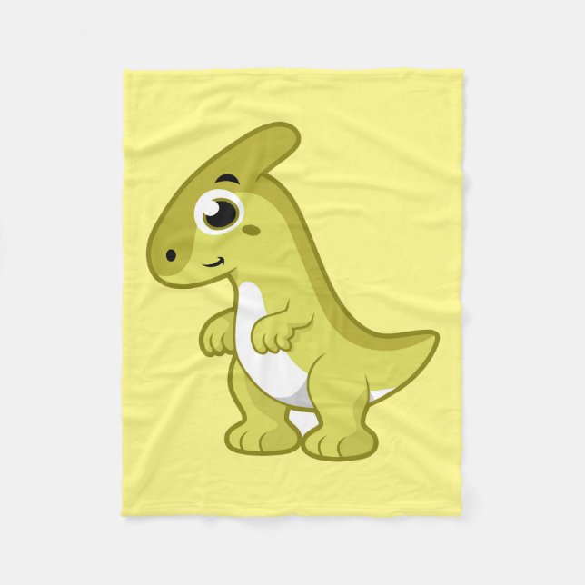 Cute Illustration Of A Parasaurolophus Dinosaur. Fleece Blanket (Front)