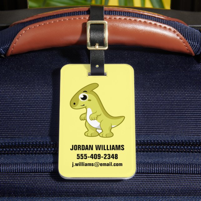 Cute Illustration Of A Parasaurolophus Dinosaur. Luggage Tag (Front Insitu 2)
