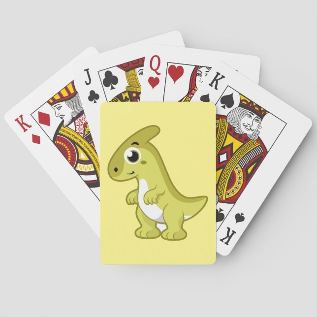 Cute Illustration Of A Parasaurolophus Dinosaur. Playing Cards (Back)