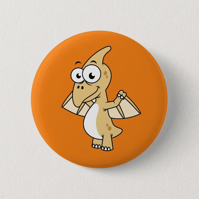 Cute Illustration Of A Pterodactyl. 2 6 Cm Round Badge (Front)