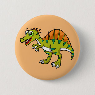 Cute Illustration Of A Smiling Spinosaurus. 6 Cm Round Badge
