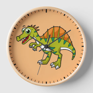 Cute Illustration Of A Smiling Spinosaurus. Clock