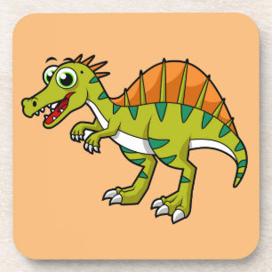 Cute Illustration Of A Smiling Spinosaurus. Coaster