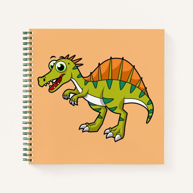 Cute Illustration Of A Smiling Spinosaurus. Notebook (Front)