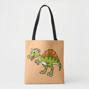 Cute Illustration Of A Smiling Spinosaurus. Tote Bag