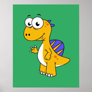 Cute Illustration Of A Spinosaurus. 2 Poster