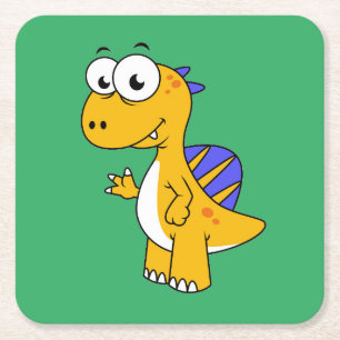 Cute Illustration Of A Spinosaurus. 2 Square Paper Coaster