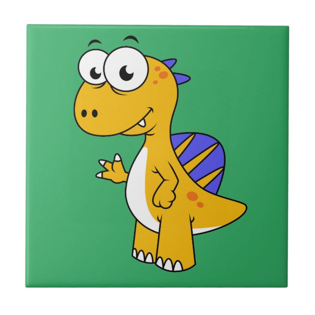 Cute Illustration Of A Spinosaurus. 2 Tile (Front)