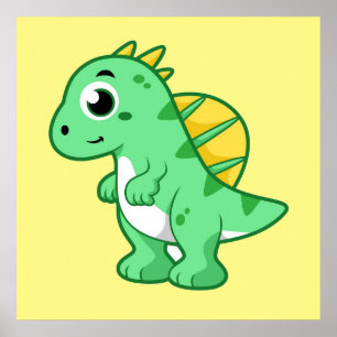 Cute Illustration Of A Spinosaurus. Poster