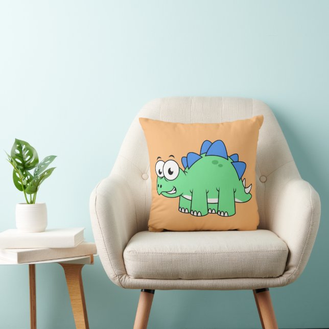 Cute Illustration Of A Stegosaurus. 2 Cushion (Chair)