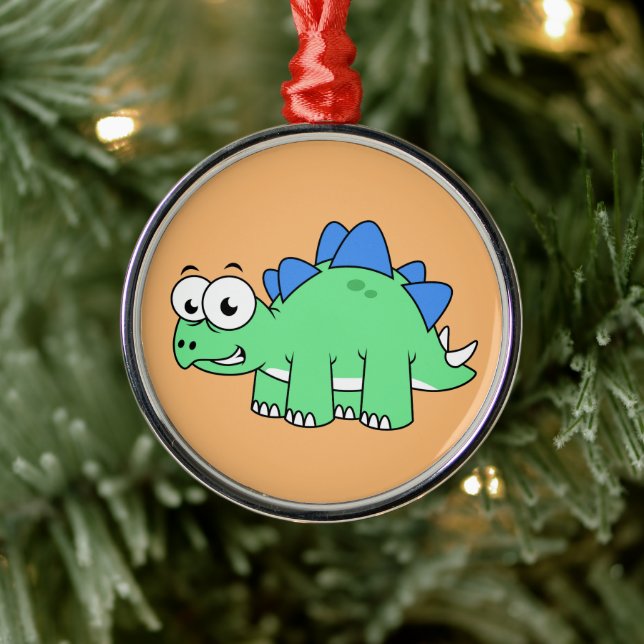Cute Illustration Of A Stegosaurus. 2 Metal Tree Decoration (Tree)