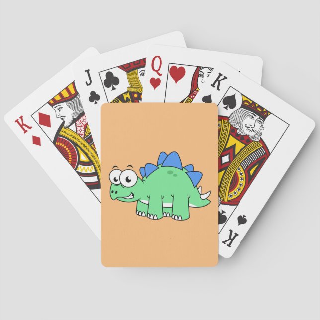 Cute Illustration Of A Stegosaurus. 2 Playing Cards (Back)