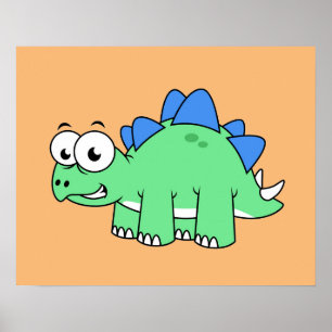 Cute Illustration Of A Stegosaurus. 2 Poster