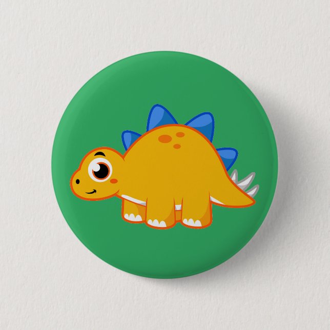 Cute Illustration Of A Stegosaurus. 6 Cm Round Badge (Front)