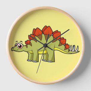 Cute Illustration Of A Stegosaurus Dinosaur. Clock