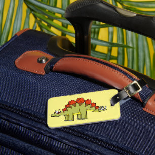 Cute Illustration Of A Stegosaurus Dinosaur. Luggage Tag