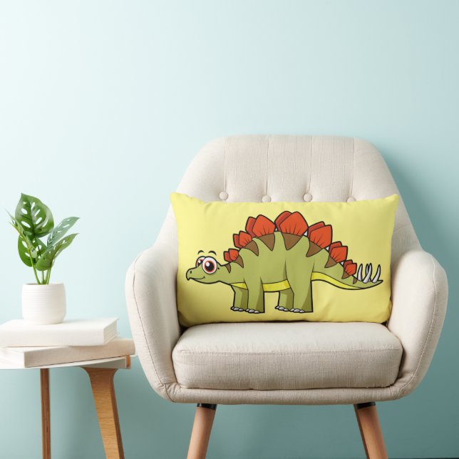 Cute Illustration Of A Stegosaurus Dinosaur. Lumbar Cushion (Chair)