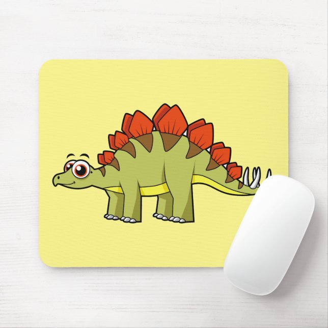 Cute Illustration Of A Stegosaurus Dinosaur. Mouse Mat (With Mouse)