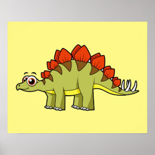 Cute Illustration Of A Stegosaurus Dinosaur. Poster