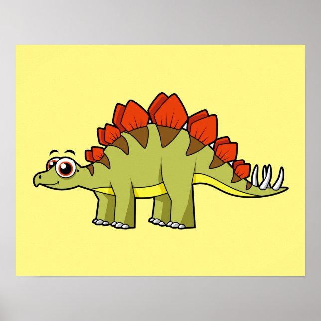 Cute Illustration Of A Stegosaurus Dinosaur. Poster (Front)