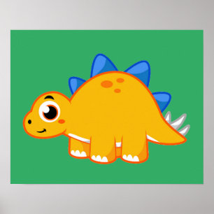 Cute Illustration Of A Stegosaurus. Poster
